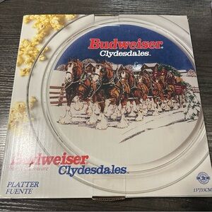NIB 1995 Budweiser Clydesdale 13” Platter By Indiana‎ Glass USA with Orginal Box